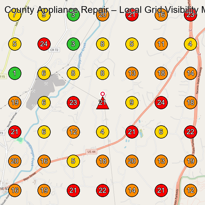County Appliance Repair Appliance Repair Service GeoGrid ranking map for None